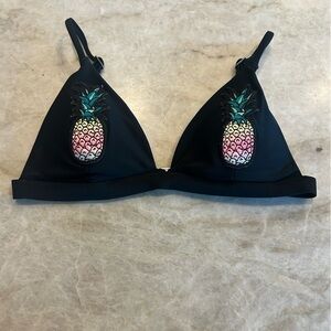 Rainbow pineapple black bikini top!